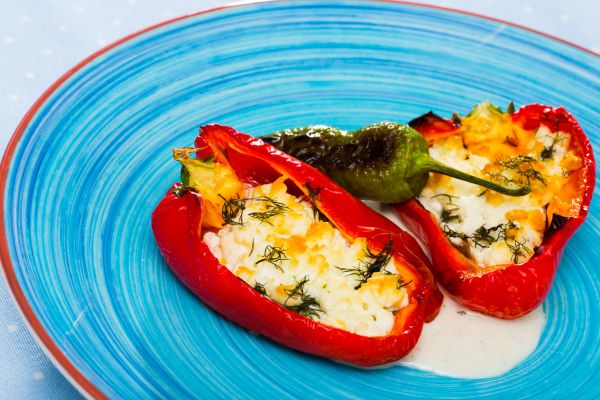 Peppers Stuffed with Brintza (Bulgarian Traditional Food)