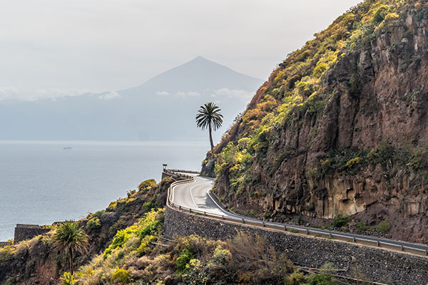 Coastal road in the village of Agulo in the north of La Gomera