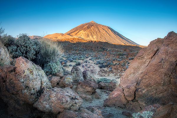 Dramatic sunrise landscape view of Mt Teide