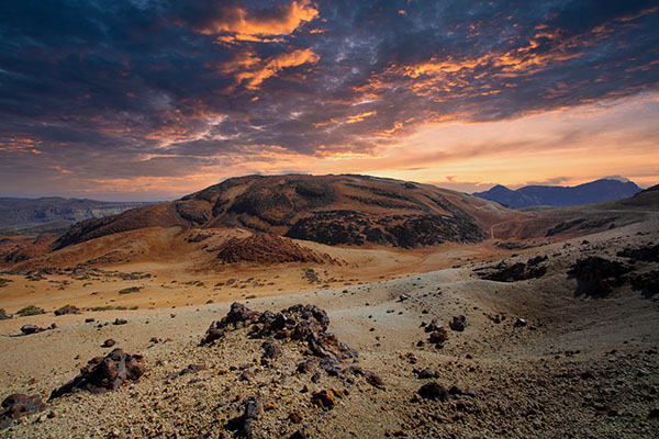 Sundown starting from Montana Rajada in National Park Teide