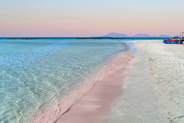 Blue and pink colors of Elafonisi beach