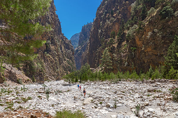 Samaria Gorge in the white mountains on the island of Crete
