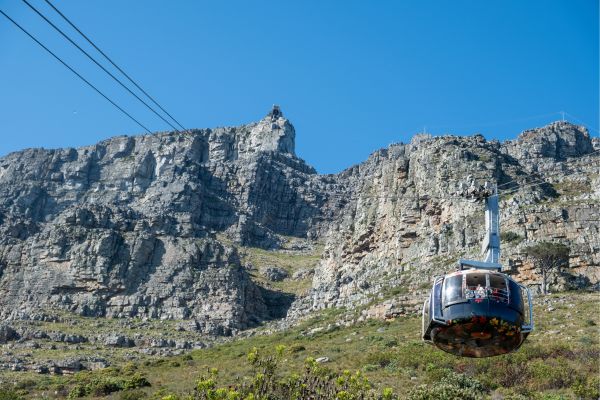 Cape town: Cable car going up to Table mountain c