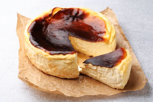 Burnt Basque Cheesecake: A crustless cheesecake with a caramelized top and creamy center, San Sebastián