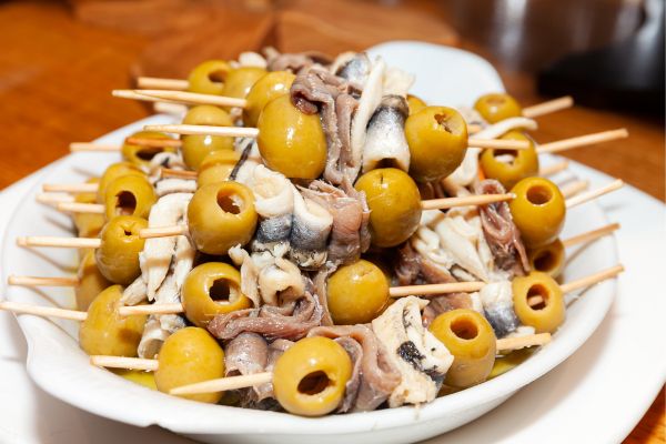 Spanish tapas called pintxos of the Basque country.