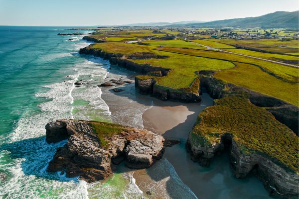 Ribadeo: Cathedrals Beach, one of the most iconic natural wonders in Galicia. They are only accessible for -2 hours before and after low tide. At high tide, they disappear. Access is strictly regulated, permit is required.