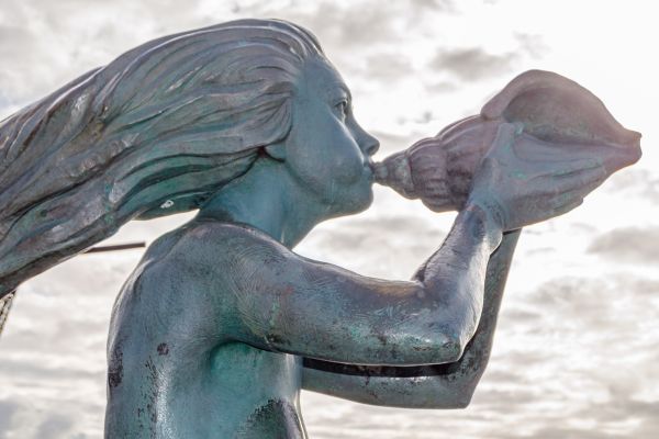Santander, Cantabria: Mermaid statue detail at The Man and the Sea Museum, an open-air museum