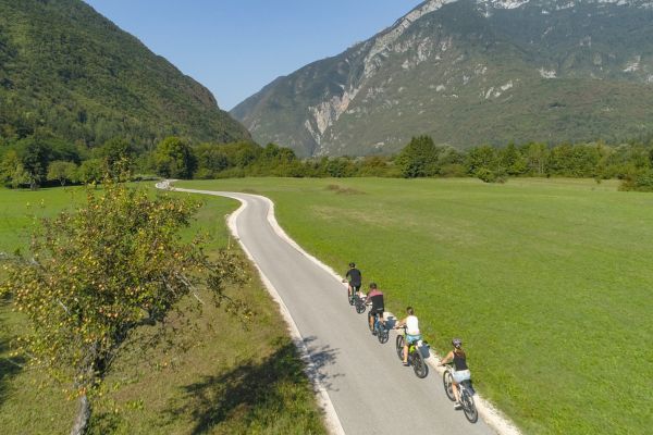 Scenic green valley in Slovenian countryside.